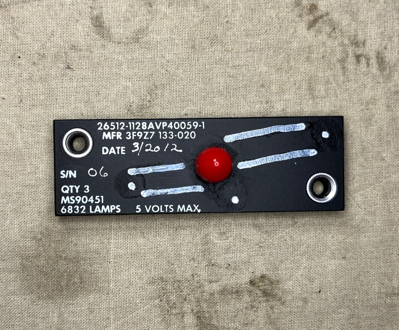 AIRCRAFT PROWLER EA-6B 1128AVP40059-1 IDENTIFI PLATE ASSEMBLY 1560-00-444-7889