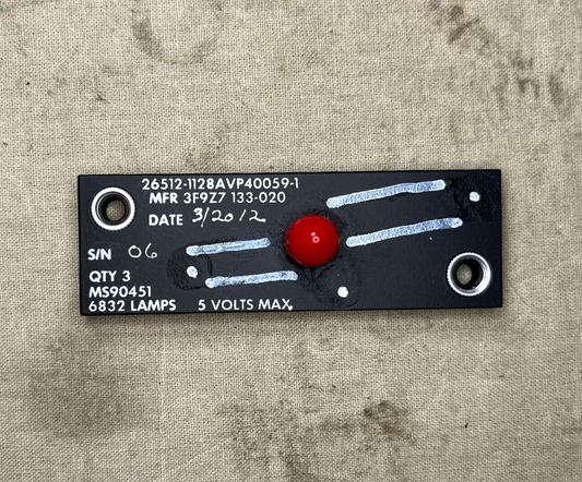 AIRCRAFT PROWLER EA-6B 1128AVP40059-1 IDENTIFI PLATE ASSEMBLY 1560-00-444-7889