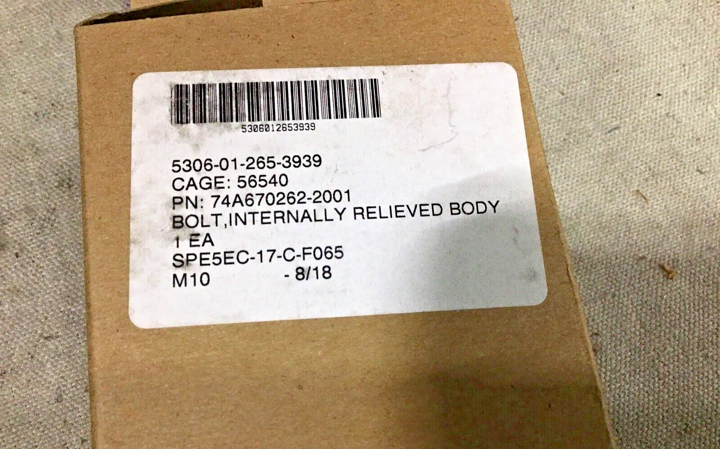 AIRCRAFT F/A-18, EA-18G GROWLER 74A670262-2001 INTERNALLY RELIEVED BODY BOLT