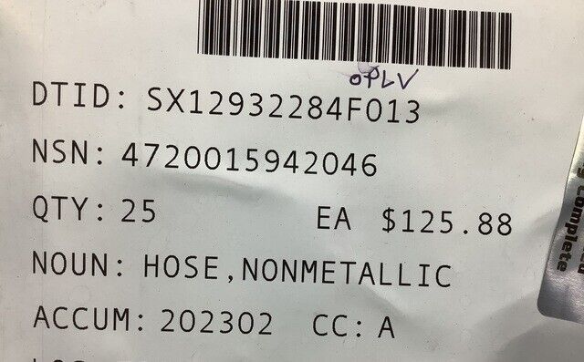 SHAW DEVELOPMENT 920-0589-01 NONMETALLIC 3" HOSE ASSEMBLY SET 4720-01-594-2046