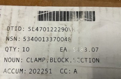 NEW SECTION BLOCK CLAMP 4847475 5340013370048 5340-01-337-0048 USA-STOCK