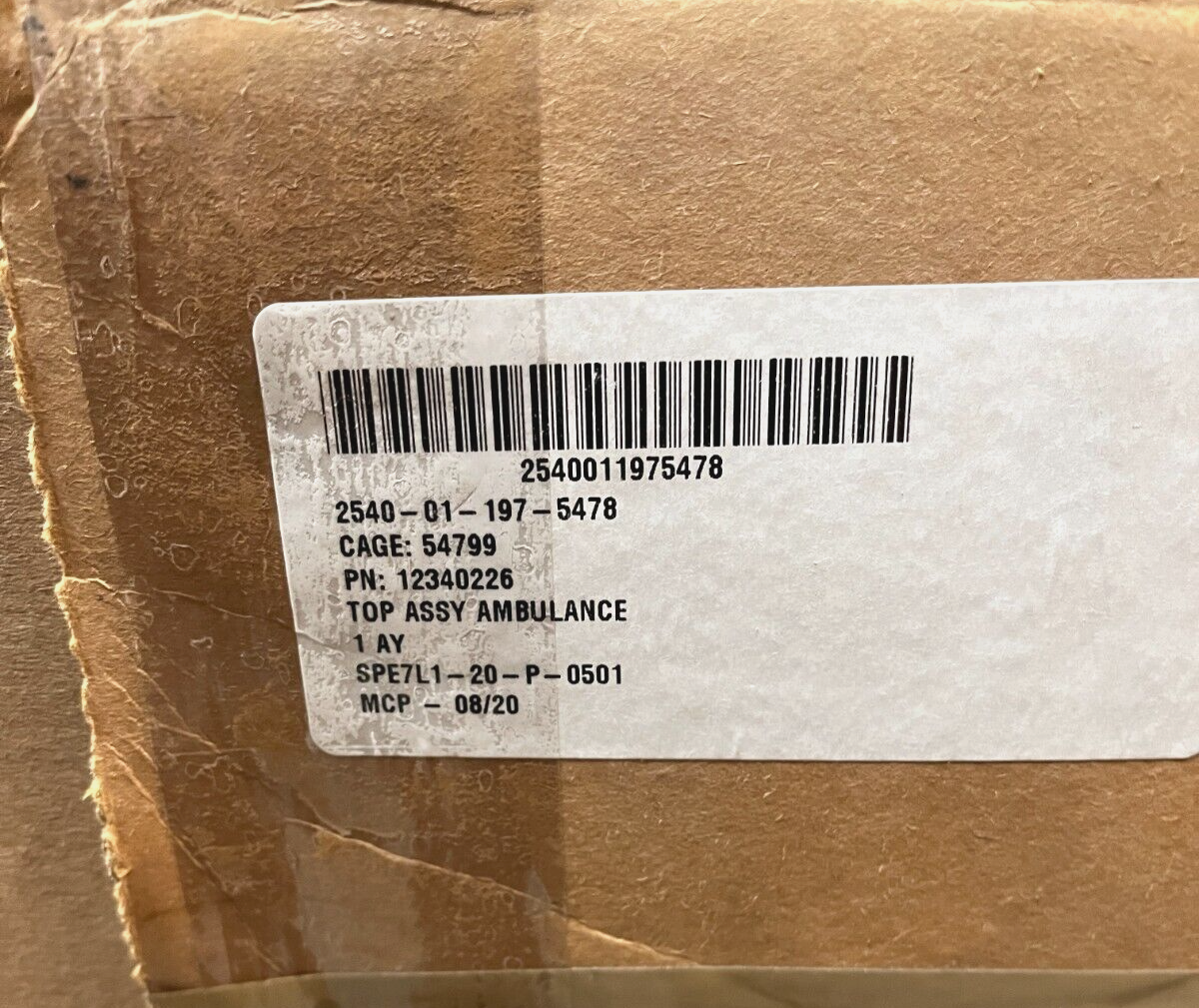 HMMWV CHMMWV 1-1/4 TON 12340226 5581438 AMBULANCE BODY COVER 2540-01-197-5478