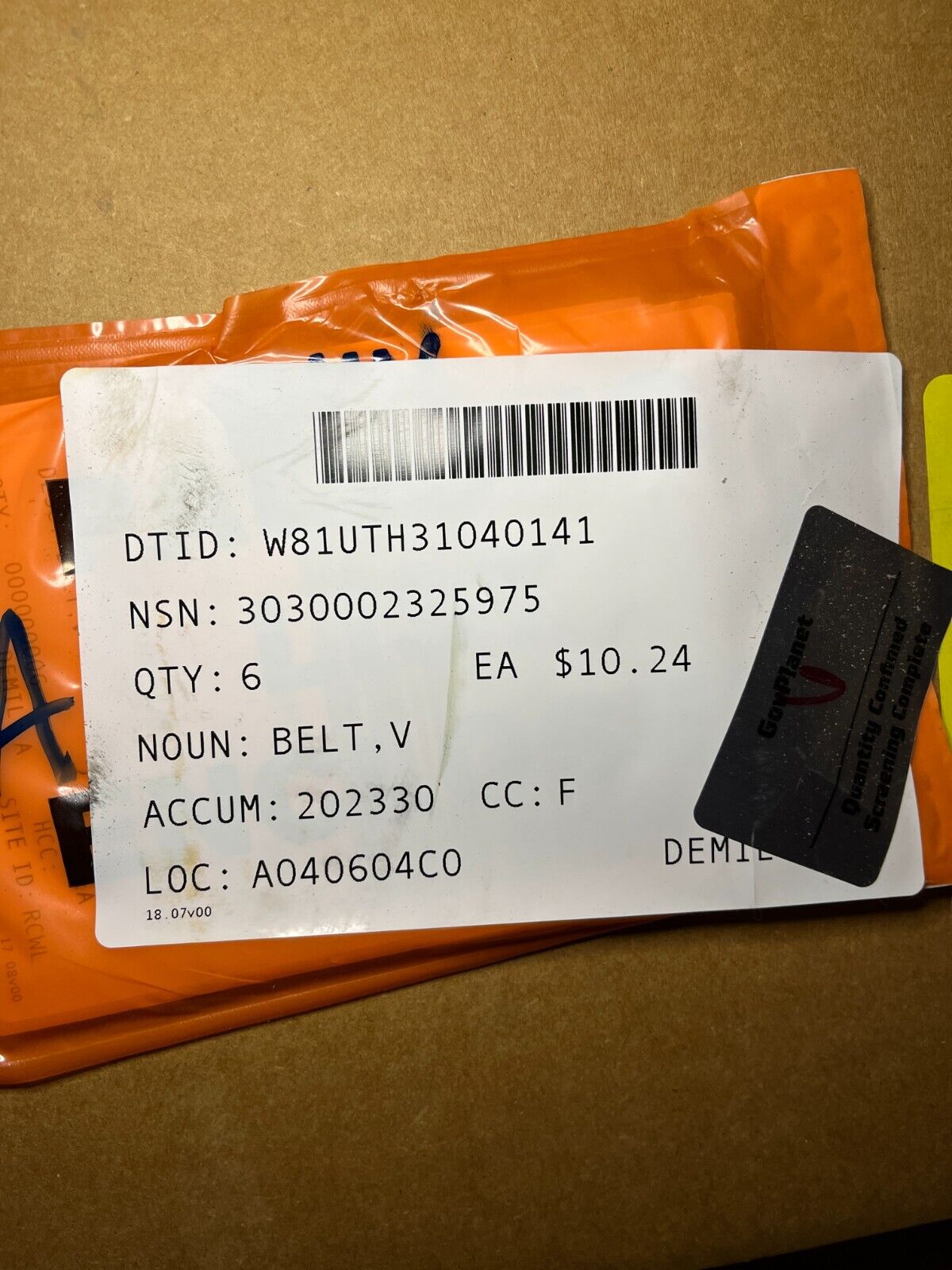 BROWNING BX73 GRIPNOTCH V-BELT ; 5/8" TOP WID 76" OUTSIDE LG 3030-00-232-5975