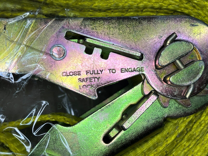 HEAVY DUTY TRUCK LOAD RATCHET TIE DOWN STRAP CLOSE FULLY TO ENGAGE SAFETY LOCK