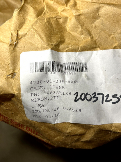AIRCRAFT F-16 4638K138 2'' FEMALE PIPE ELBOW 110-5473 4730-01-235-5586
