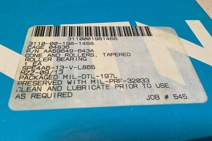 MILITARY M986 M999 TAPERED ROLLER CONE AND ROLLERS 8142-B 3110-00-198-1468 5 TON