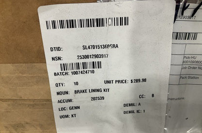 Brake Lining Kit 809867 NSN 2530-01-290-3917 - photo 6