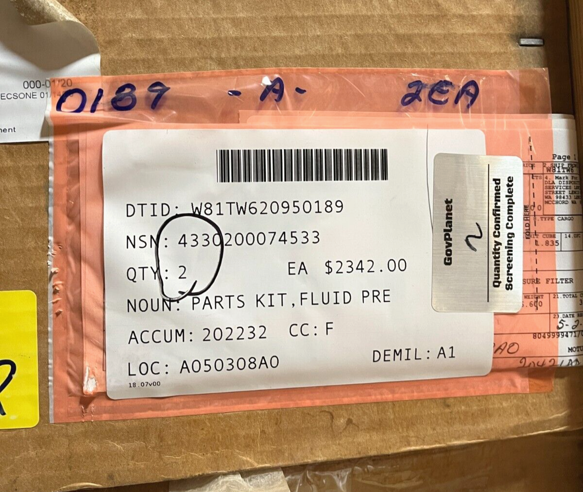 CAT C7 ENGINE FLUID PRESSURE FILTER PARTS KIT 10658352-021 4330-20-007-4533