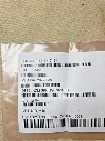AH-1Z UH-1Y H1 HELI SPRING WASHER 20778538 5310-14-414-7491 ( PACK OF 10 WASHER)