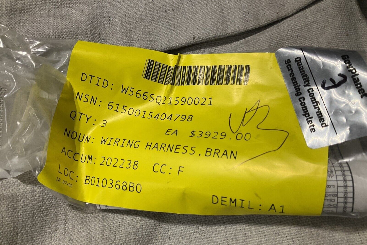 M1 ABRAMS TANK, BRANCHED WIRING HARNESS 12473337 6150-01-540-4798 NOS