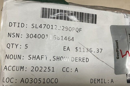 M-973 (SUSV) 3536708-001 SHOULDERED SHAFT 91787-991 451-0957 3040-01-168-1464