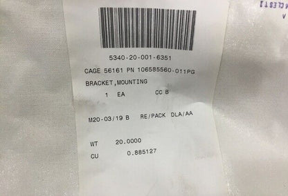 GENUINE MILITARY LIGHT ARMORED VEHICLE,STRYKER 10658560 BRACKET MOUNTING NOS