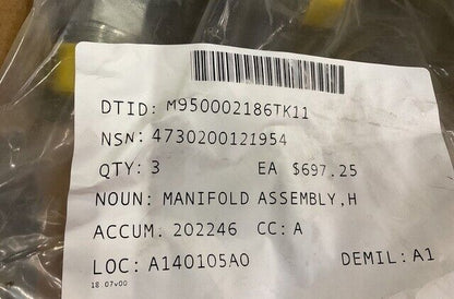 NORTH AMERICAN CONTROLS 10738436.001 MANIFOLD ASSEMBLY 10738436 4730-20-012-1954