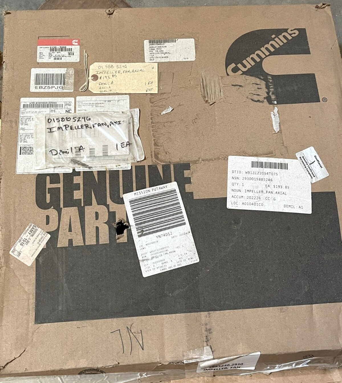 GENUINE CUMMINS 130-3080 METAL AXIAL FAN RADIATOR IMPELLER 2930-01-588-5246