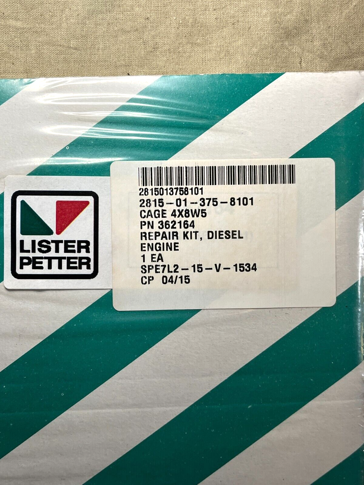 NEW LISTER PETTER 362164 DIESEL ENGINE REPAIR KIT 212901-1 2815-01-375-8101