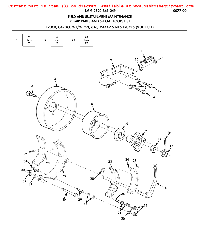M35 2-1/2TON 6X6 7521490 SERIES EMERGENCY BRAKE DRUM 913683 2530-00-752-1490 NOS