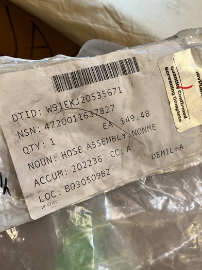 NEW FULL TRACK TRACTOR 3P1255 CTP NONMETALLIC HOSE ASSEMBLY 4720-01-163-7827
