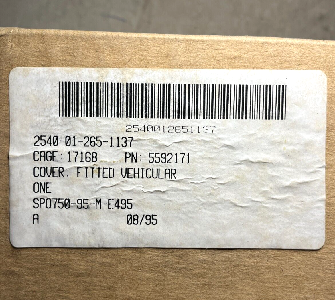 1996 HMMWV HUMVEE 5592171 VEHICULAR BODY FITTED COVER 12341136 2540-01-265-1137