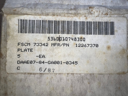 Plate 12267370 NSN 5360-01-074-8300 - photo 5