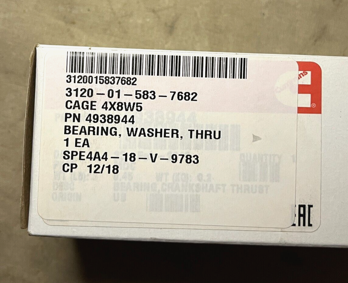 CUMMINS 4938944 CRANKSHAFT THRUST BEARING FITS DIESEL ENGINE 3120-01-583-7682