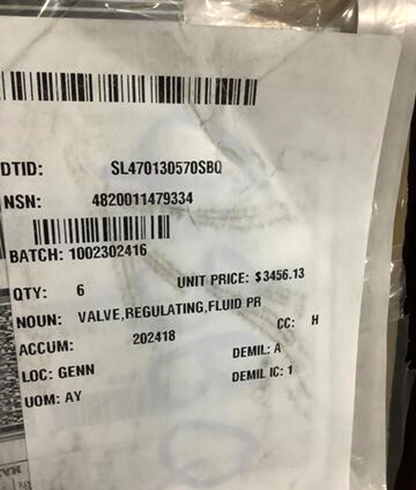 OLIVER PERRY CLASS 283093-0002 FLUID PRESSURE REGULATING VALVE 4820-01-147-9334