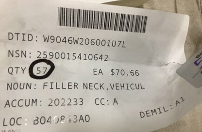 MRAP-COUGAR,JERRV VEHICULAR COMPONENTS FILLER NECK 0504-TT2-001 2590-01-541-0642