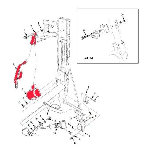 HMMWV M1113 M1114 H2005174-1 200158 RETRACTABLE FRONT SEAT BELT 2540-01-541-9228