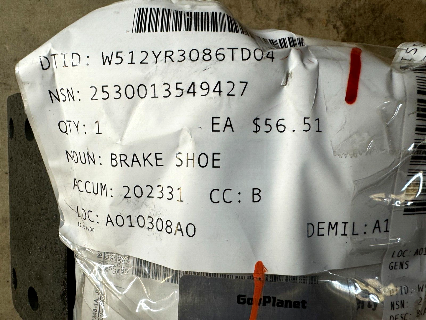 FMTV MERITOR A12232 BRAKE SHOE 3222-T-2230 A1 3222V2232 2530-01-510-3965