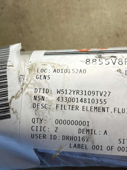 RTCH 921689.0009 4.5'' 2'' HYDRAULIC FLUID OIL FILTER ELEMENT 4330-01-481-0355