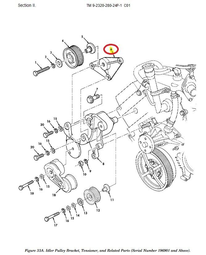 M998 HMMWV TRUCK 12469476 IDLER PULLEY MOUNTING BRACKET GROOVE 5340-01-497-2269