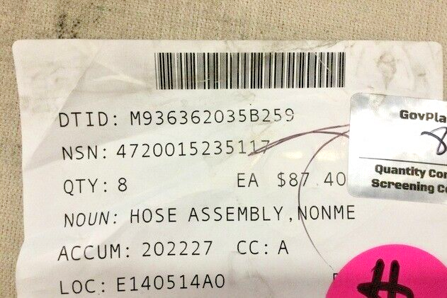 GENUINE OEM CAT 12.7MM" HOSE AS 201-3625 XT-3ES-10 1E0736 4720-01-523-5117