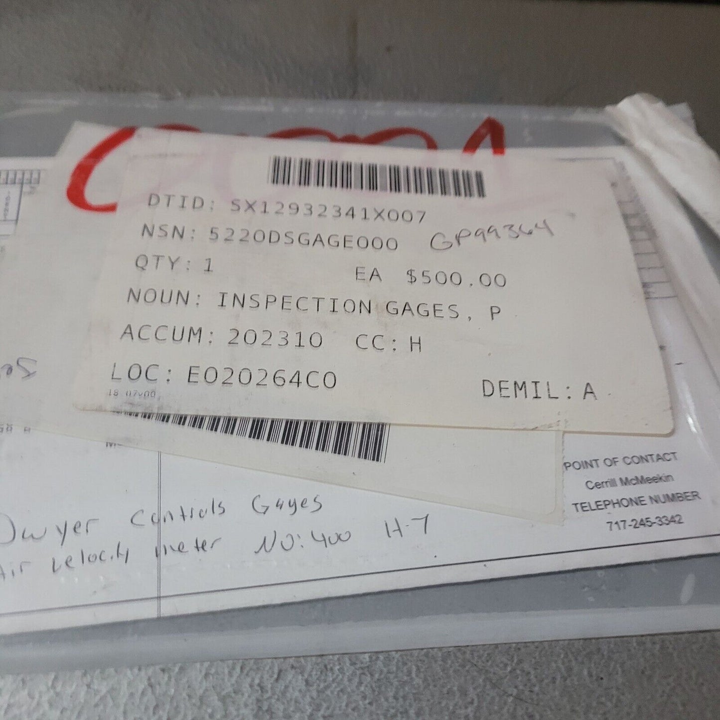 GENUINE DWYER MODEL 400 AIR VELOCITY METER MANOMETER KIT W/ METAL CASE BOX