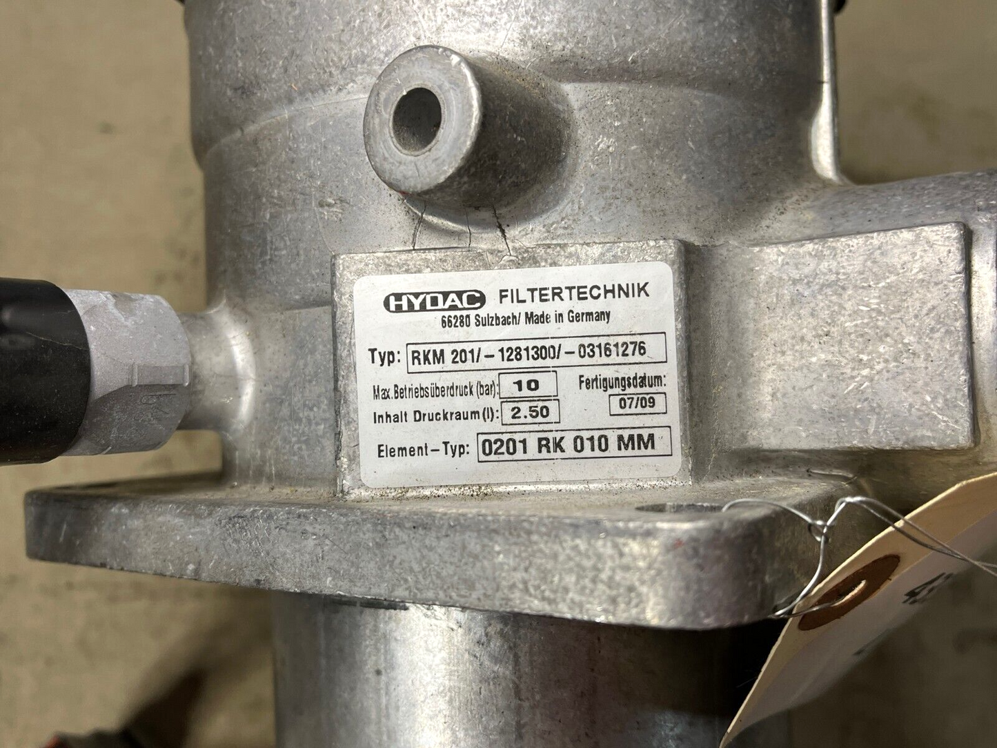 HYDAC CENTRIFUGAL, SEPARATOR PRESSURE 10 BAR PRKM 201 1281300/03161276 NOS USA