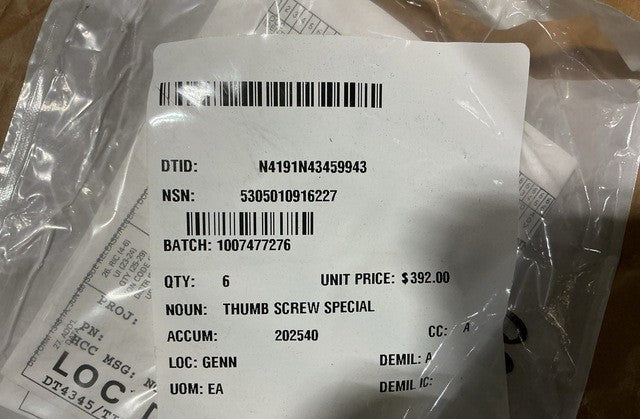 Thumb Screw Special 1180F74IT10 NSN 5305-01-091-6227 - photo 3