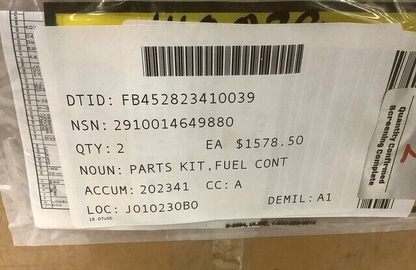 US AIR FORCE NHA H-1 HEATER 401230 VALVE FUEL CONTROL PARTS KIT 2910-01-464-9880