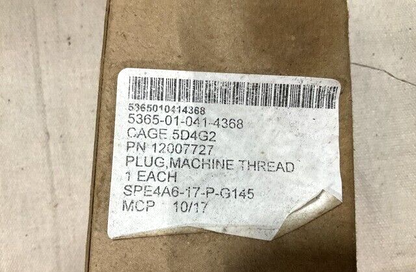 MILITARY M198 HOWITZER 155MM 12007727 MACHINE THREAD PLUG 5365-01-041-4368 NOS
