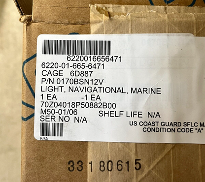 GENUINE USCG 24FT CRAFT PERKO STERN LIGHT CLEAR NO.170 BSN 12V/10W MARINE BOAT