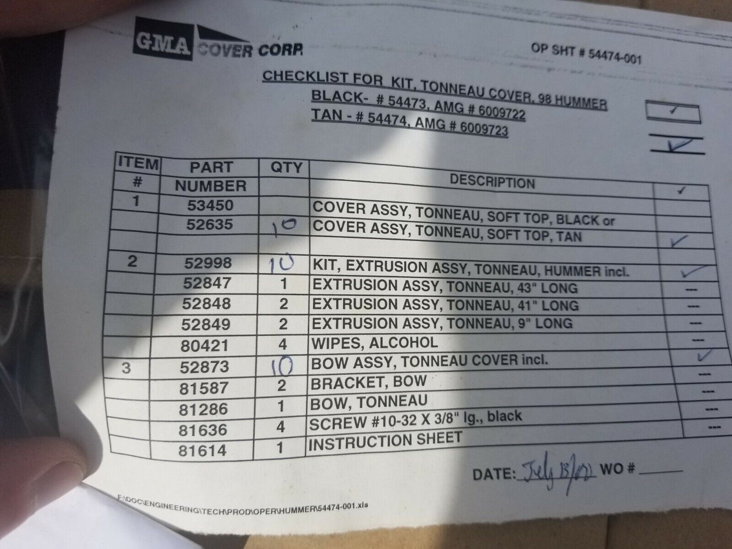 Hummer H1 Humvee TAN Tonneau Cover KIT Bows/Hardware AM General SOFT TOP KIT