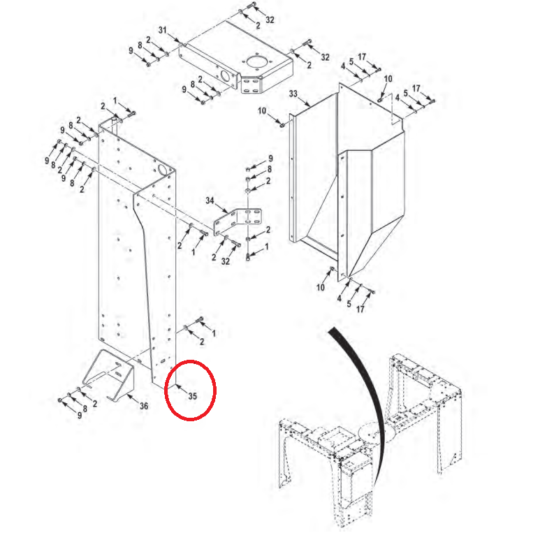 MRAP-MATV OSHKOSH 3856842 REAR,LH STRUCTURAL FRAME SECTION 2510-01-583 ...