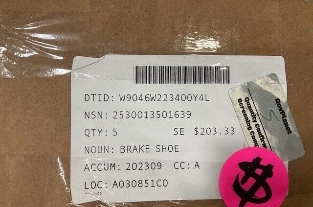MRAP LMTV FMTV M1083 M1078 MERITOR A7 1769 DRUM BRAKE SHOE 2530-01-350-1639