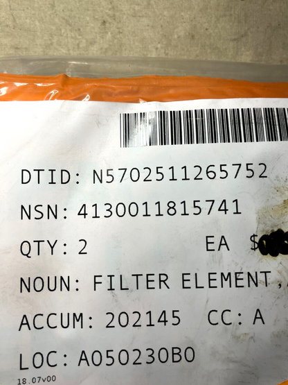 SEAWOLF CLASS SSN HARRIS 10044-1010 AIR FILTER ELEMENT ASSEMBLY 4130-01-181-5741