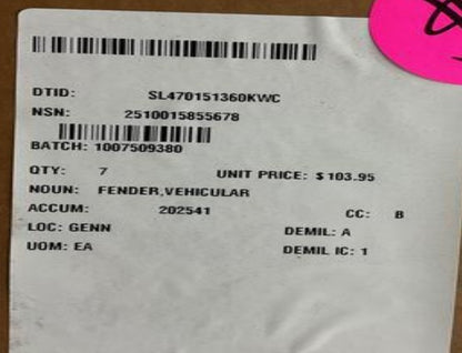 Vehicular Fender 3901276 NSN 2510-01-585-5678 - photo 5