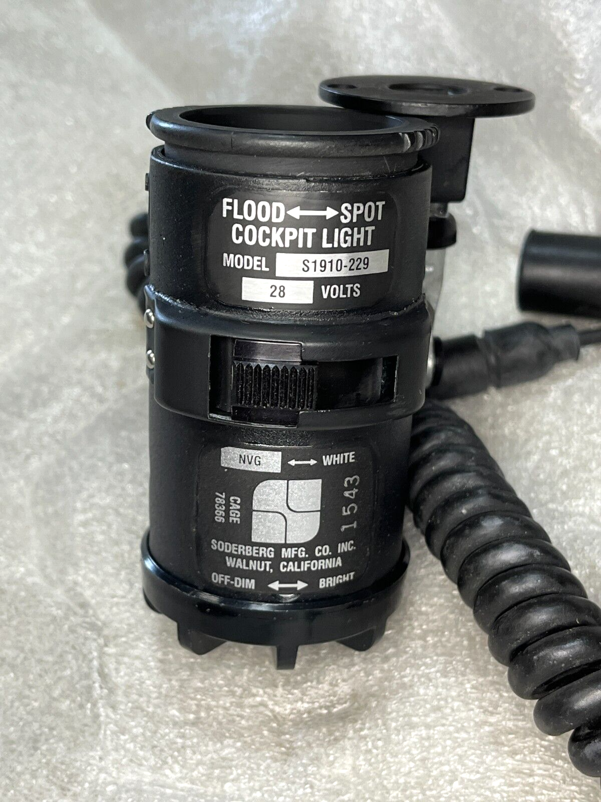 SODERBERG S1910-229 VEHICLE LED UTILITY COCKPIT LIGHT 10617100 6220-01-439-9429