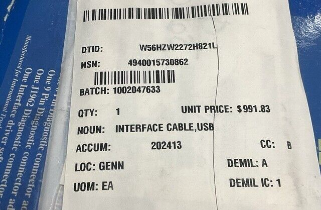 MRAP MAXXPRO ALLISON IC4USB ADAPTER 6 PIN USB INTERFACE CABLE 4940-01-573-0862