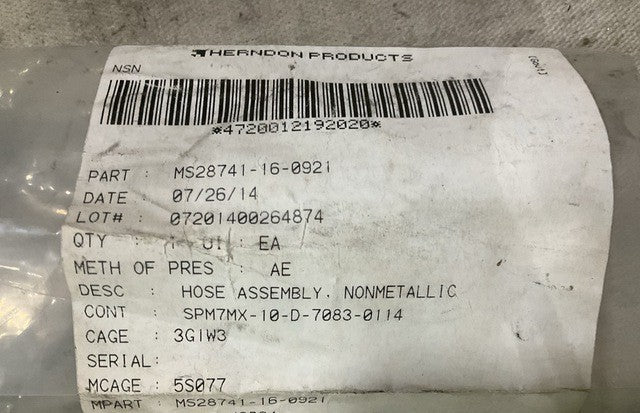 Hose Assy MS28741-16-0921 NSN 4720-01-219-2020 - photo 4