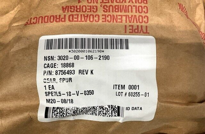 M548 & M548A1, MIM-72 CHAPARRAL GERHARDT 8756493 SPUR GEAR 3020-00-106-2190