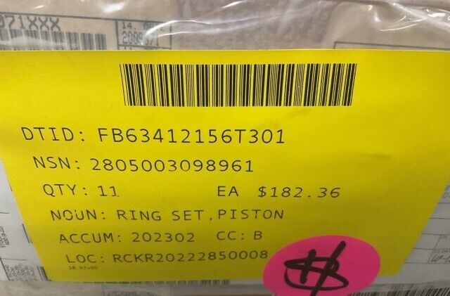 SHIPBOARD MATERIAL HANDLING EQUIPMENT DR60 PISTON RING SET 2805-00-309-8961
