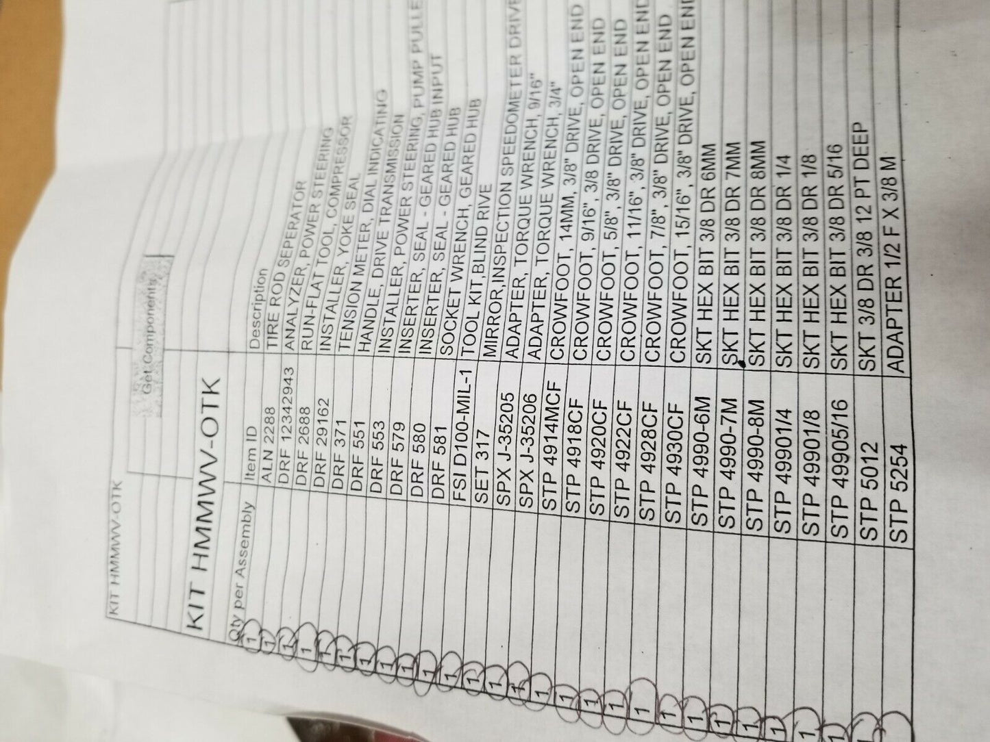 New Humvee Tool Kit HMMWV M998 Tool Kit M1125 M1114 Tool Kit For Hummer  H1