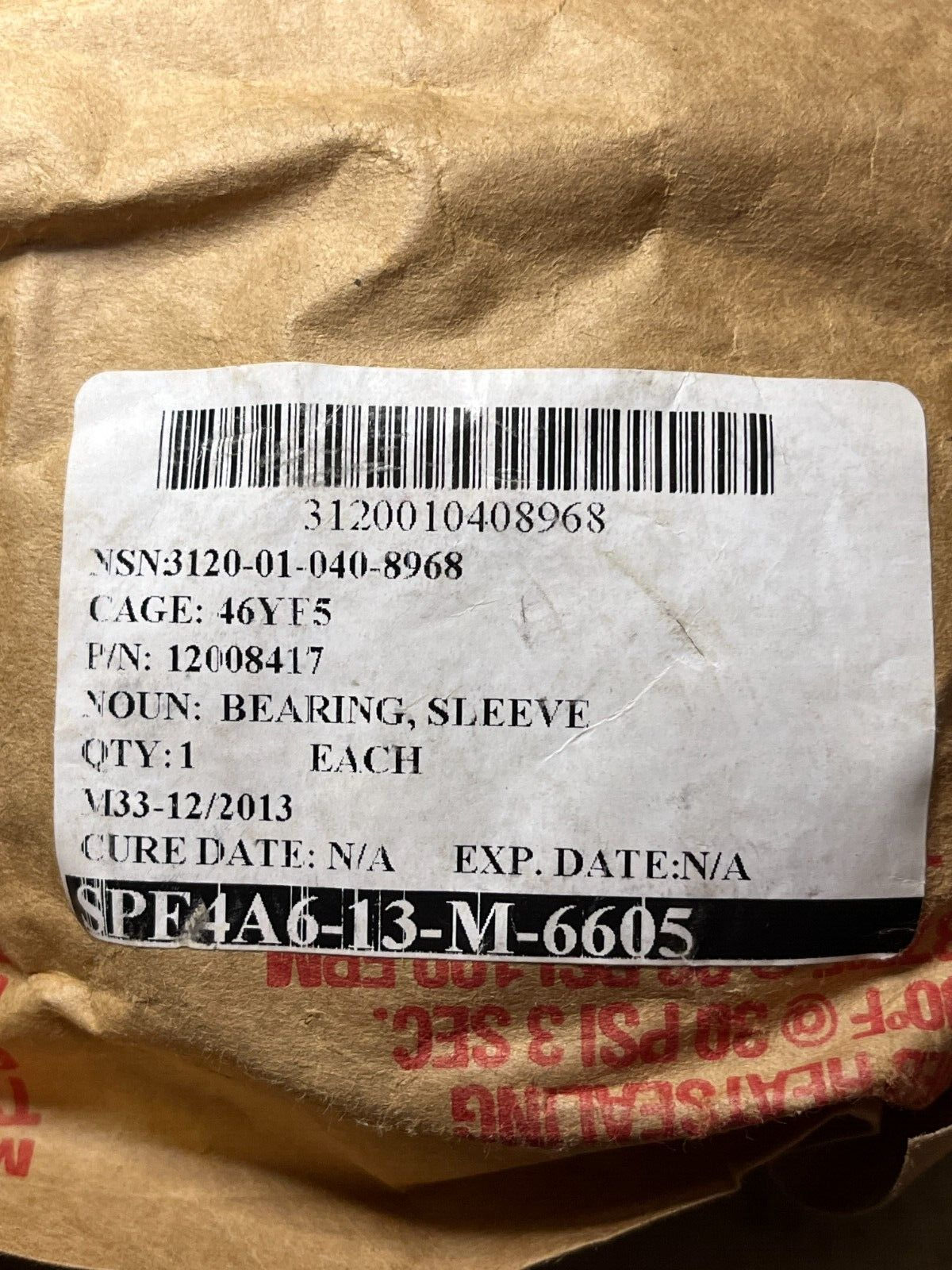 NEW MILITARY M198 HOWITZER 12008417 SLEEVE BEARING 3120-01-040-8968