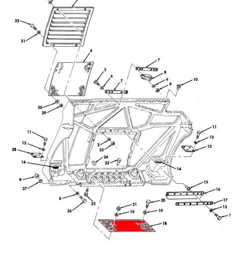 HMMWV 1 1/4-TON M998 D00227K FRONT GRILL HOOD GUARD 12338923 2510-01-188-3228